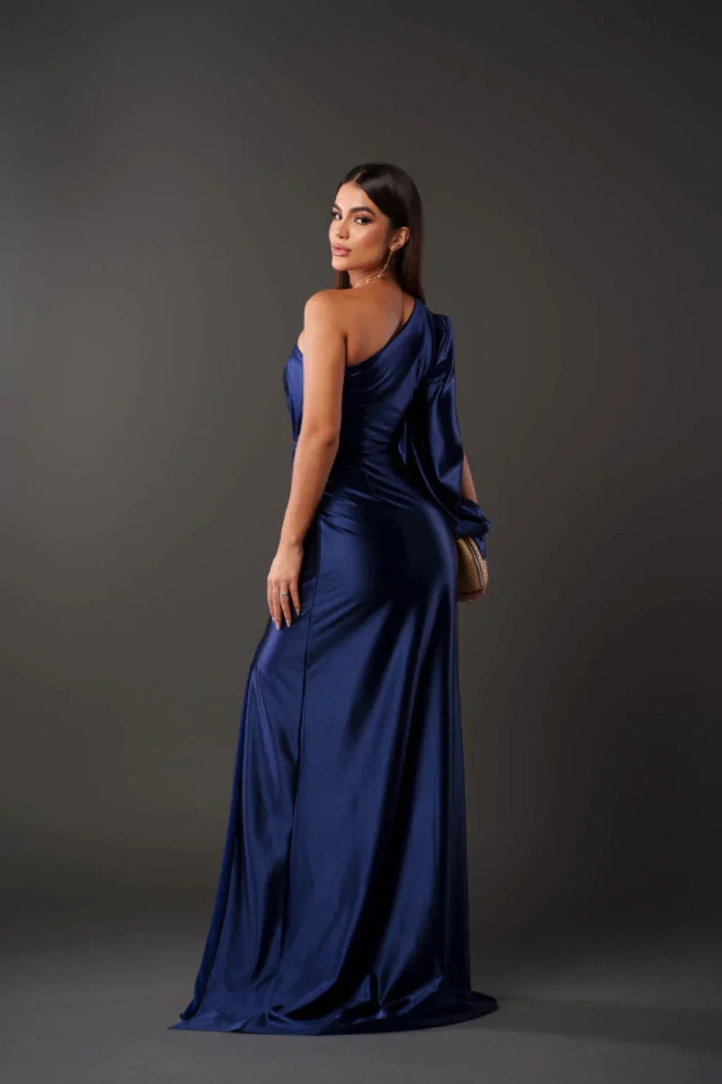 Leonora | One-Sleeve Satin Dress