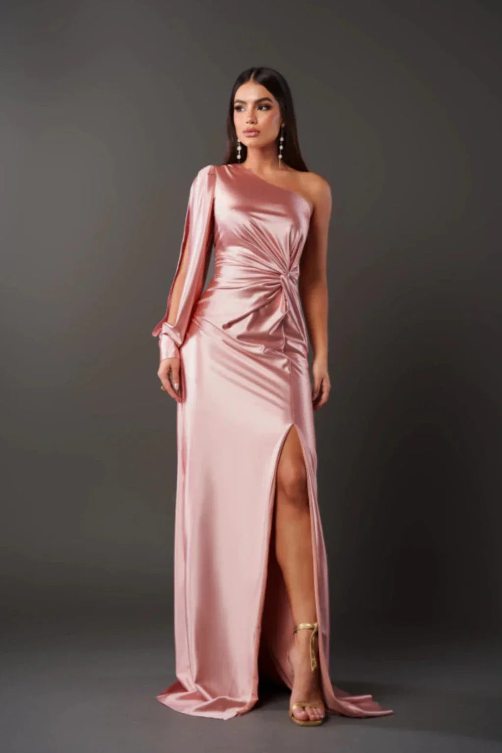 Leonora | One-Sleeve Satin Dress