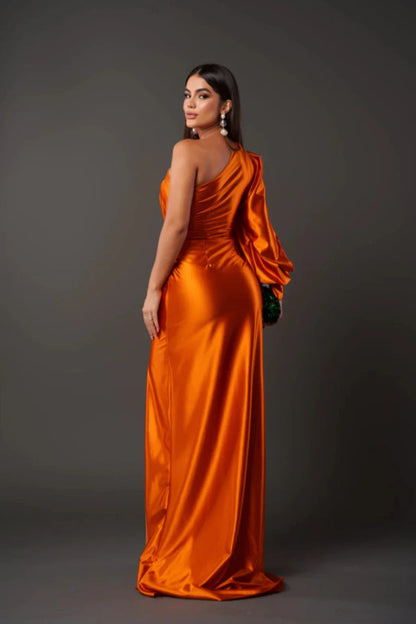Leonora | One-Sleeve Satin Dress