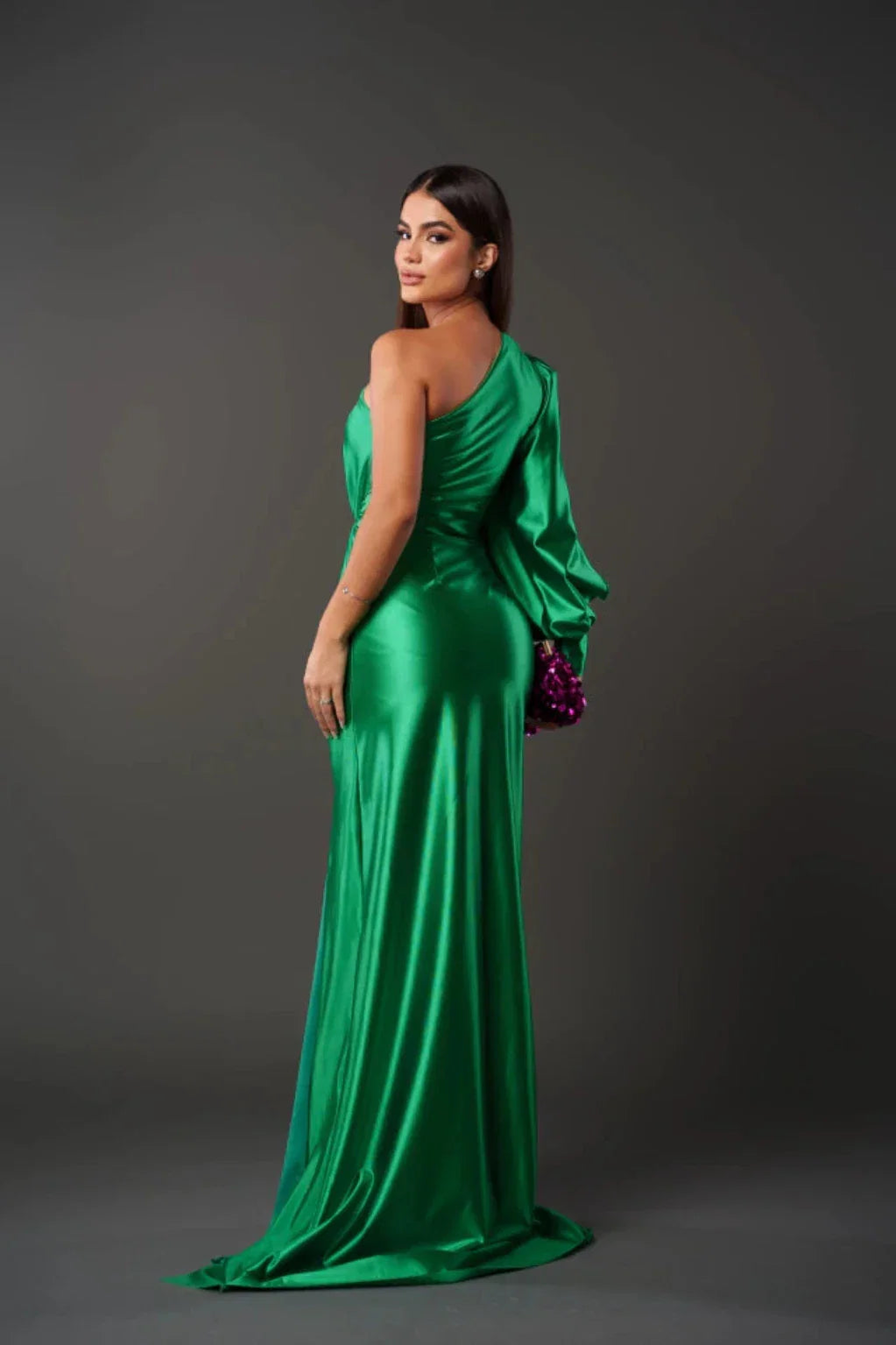 Leonora | One-Sleeve Satin Dress