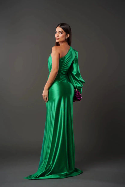 Leonora | One-Sleeve Satin Dress