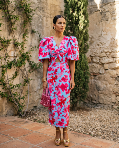 Fiamma | Wide-Sleeve Printed Midi Dress