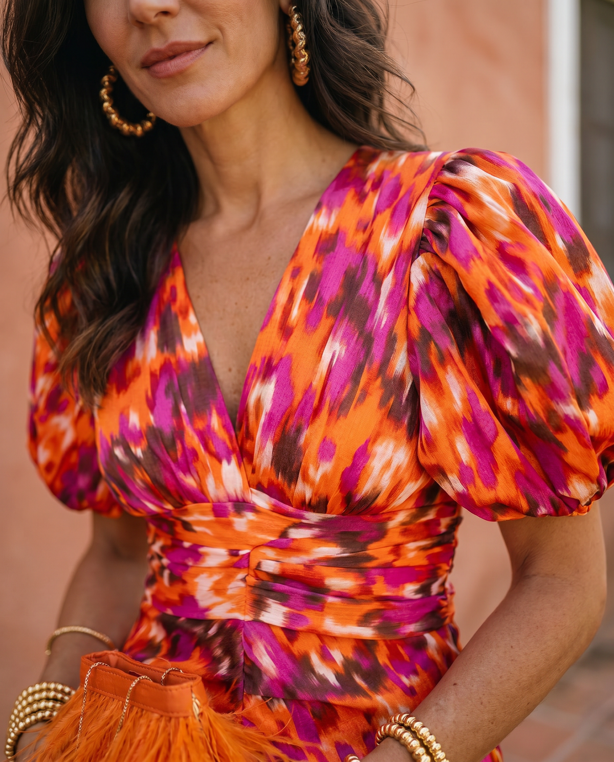 Fiamma | Wide-Sleeve Printed Midi Dress