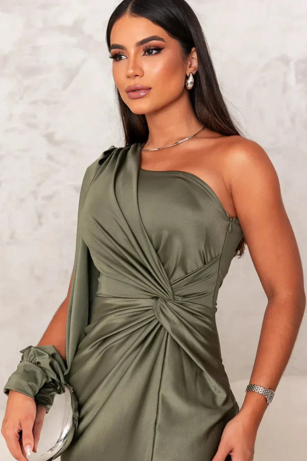 Leonora | One-Sleeve Satin Dress