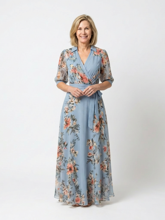 Elowen – Floral Wrap V-Neck Maxi Dress