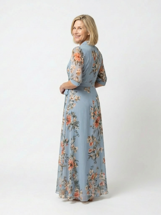 Elowen – Floral Wrap V-Neck Maxi Dress