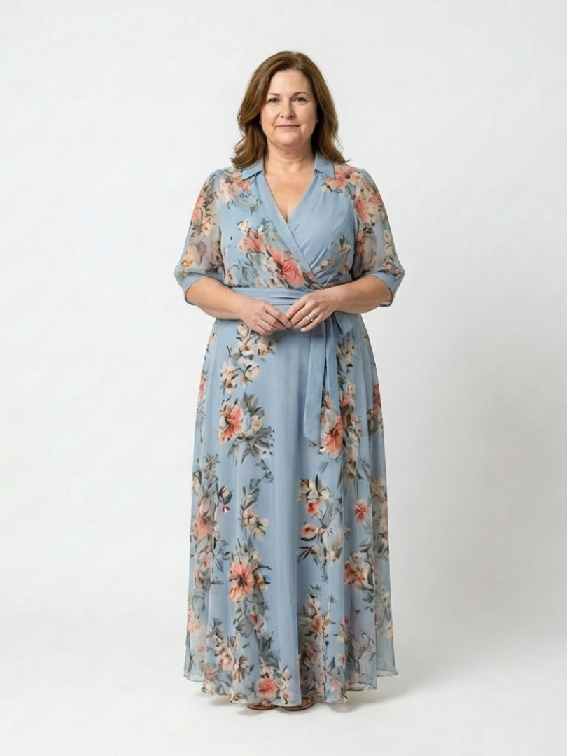 Elowen – Floral Wrap V-Neck Maxi Dress