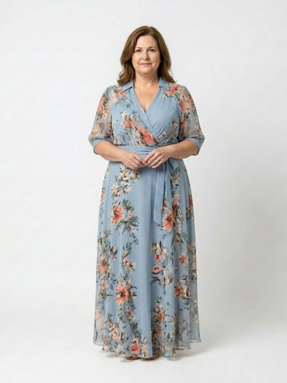 Elowen – Floral Wrap V-Neck Maxi Dress