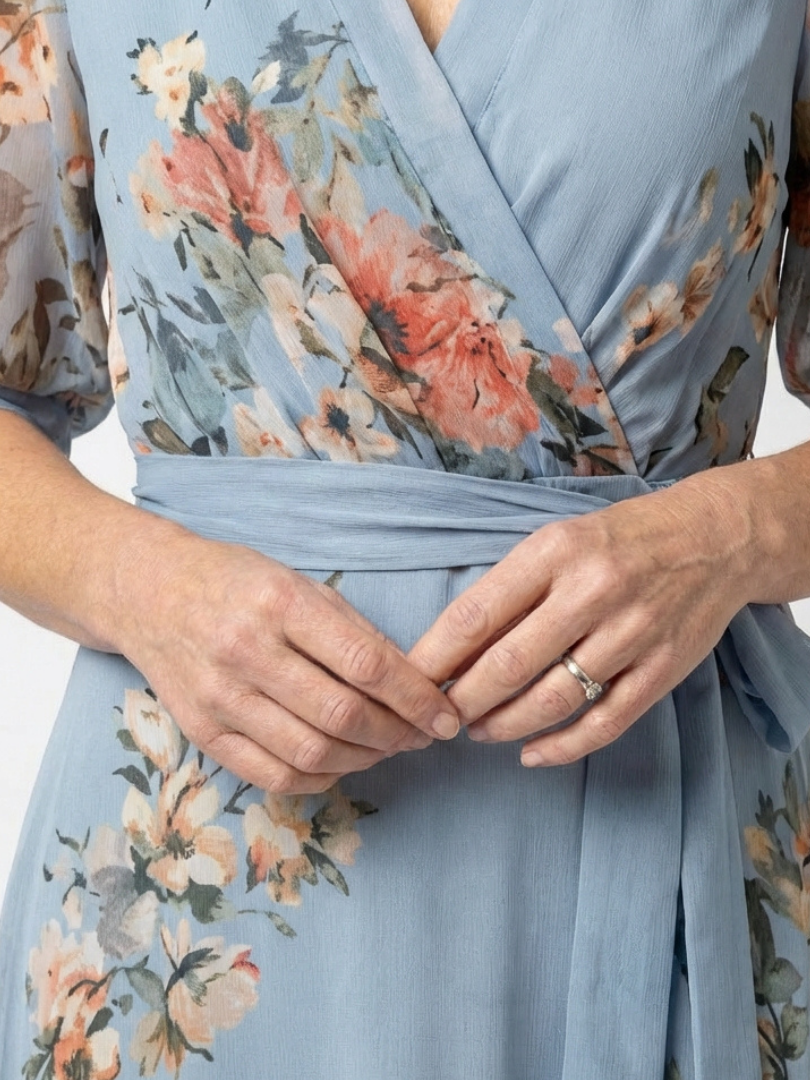 Elowen – Floral Wrap V-Neck Maxi Dress