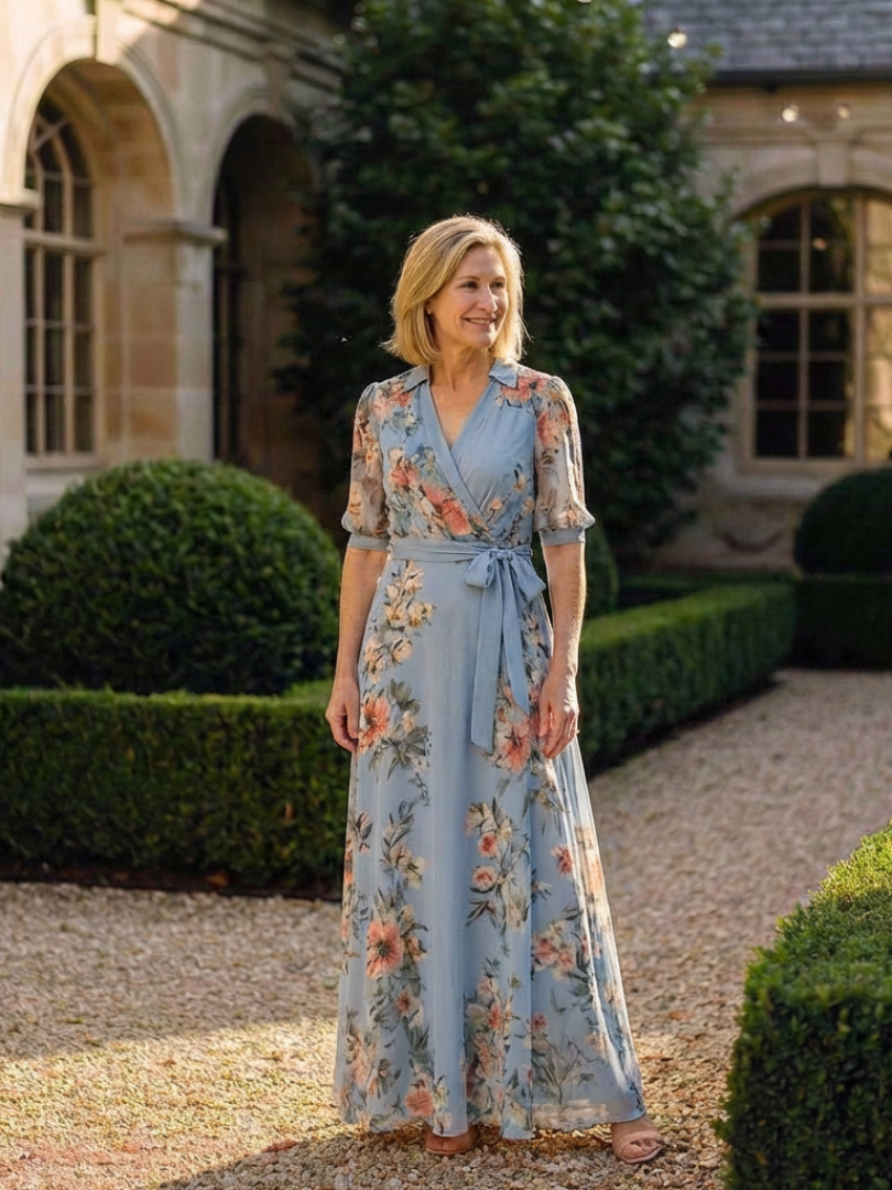 Elowen – Floral Wrap V-Neck Maxi Dress